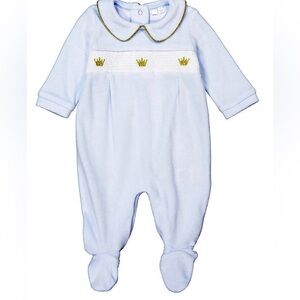 Bonjour Bebe Smoked Velure Footed Onesie Size 6-9 months
